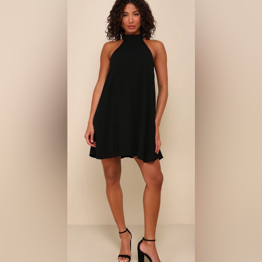 Love of Mine Black Halter Swing Dress